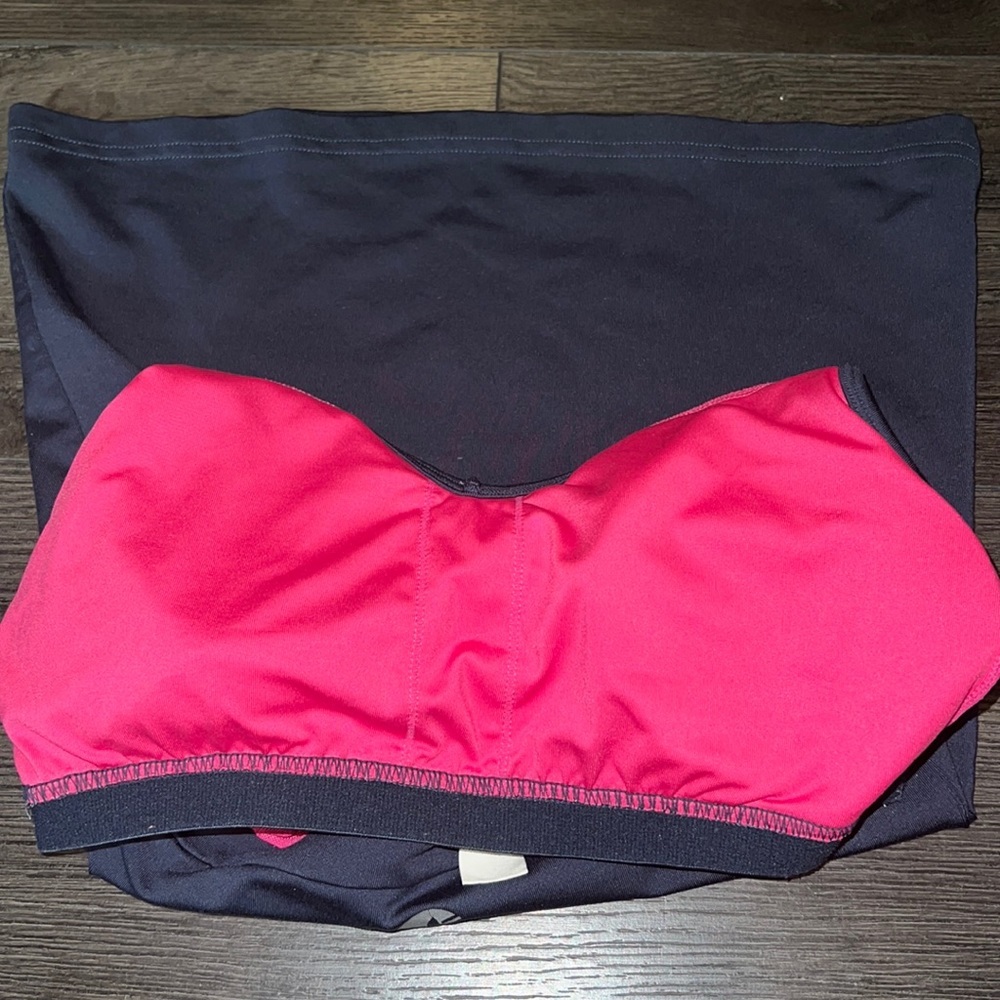 Aerie American Eagle Racerback Vneck Tank w/Mesh Size Medium Grey/Bright Pink - Picture 5 of 10